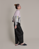 Mini Shirt in Vintage Silk Meisen Wedges and Poplin Mix