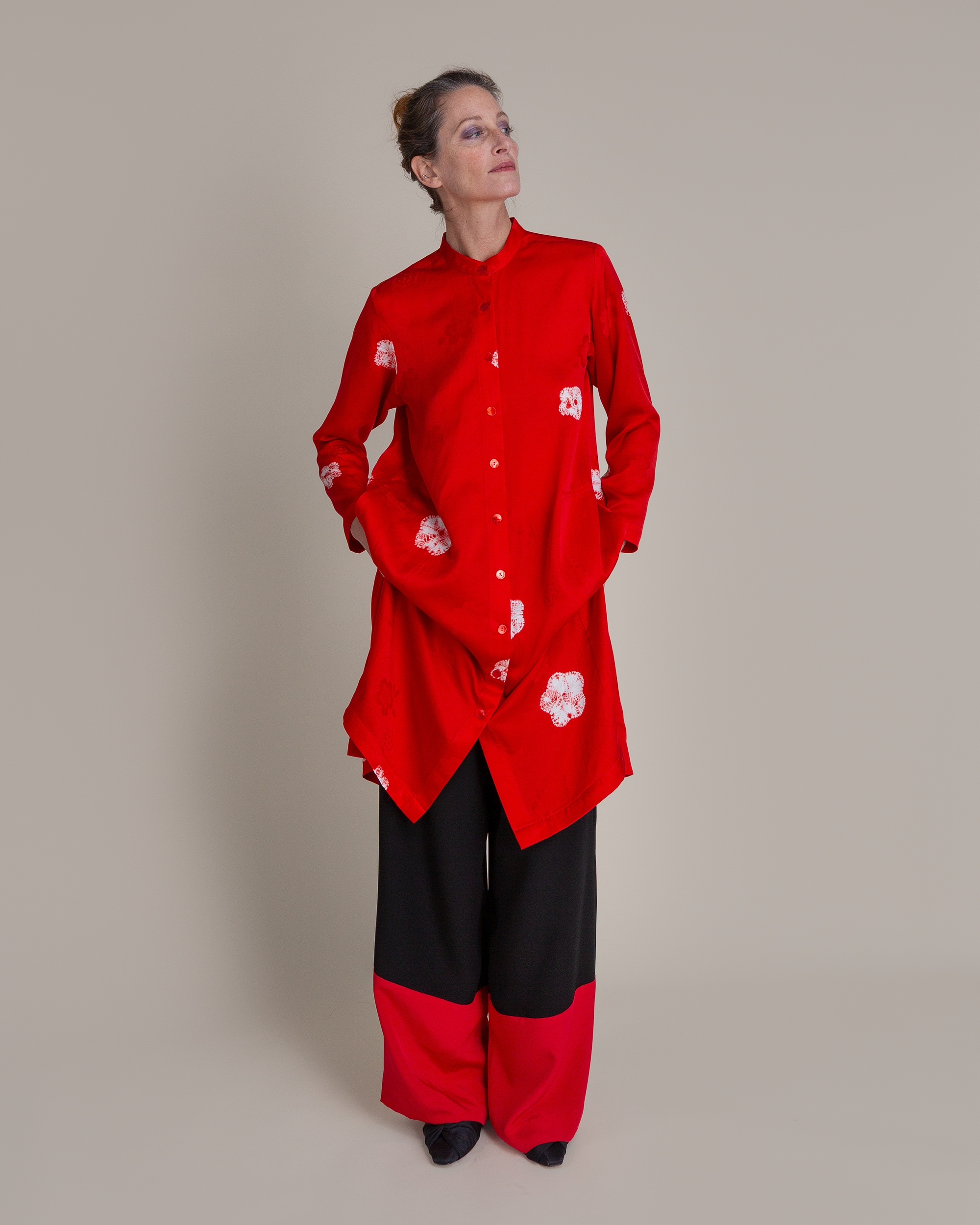 New Dress in Vintage Japanese Silk Shibori Flowers