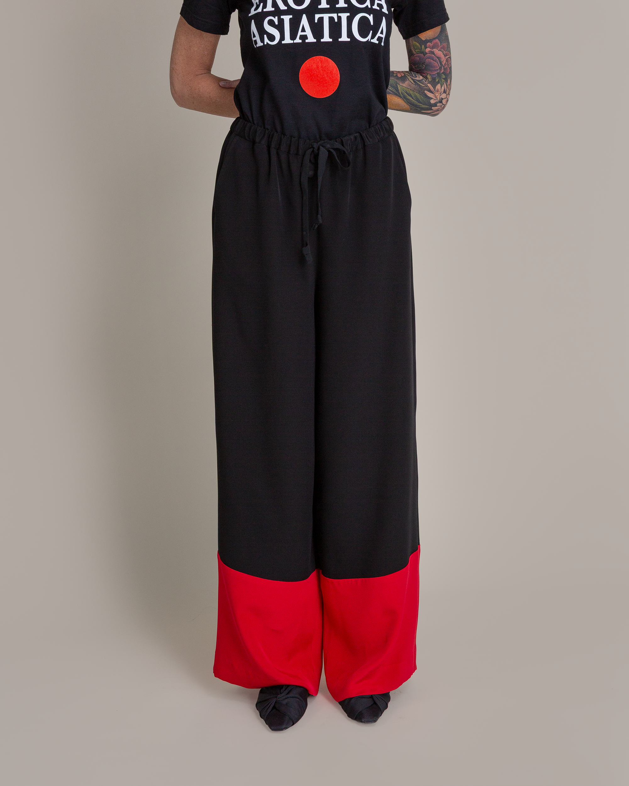 PJ Pant in Silk Crepe with Red Band