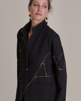 Slouchy Christina Jacket in Black Double Crepe with Kintsugi