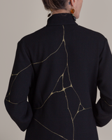 Slouchy Christina Jacket in Black Double Crepe with Kintsugi