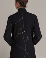 Slouchy Christina Jacket in Black Double Crepe with Kintsugi