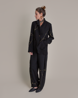 Slouchy Christina Jacket in Black Double Crepe with Kintsugi