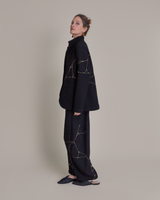 Slouchy Christina Jacket in Black Double Crepe with Kintsugi