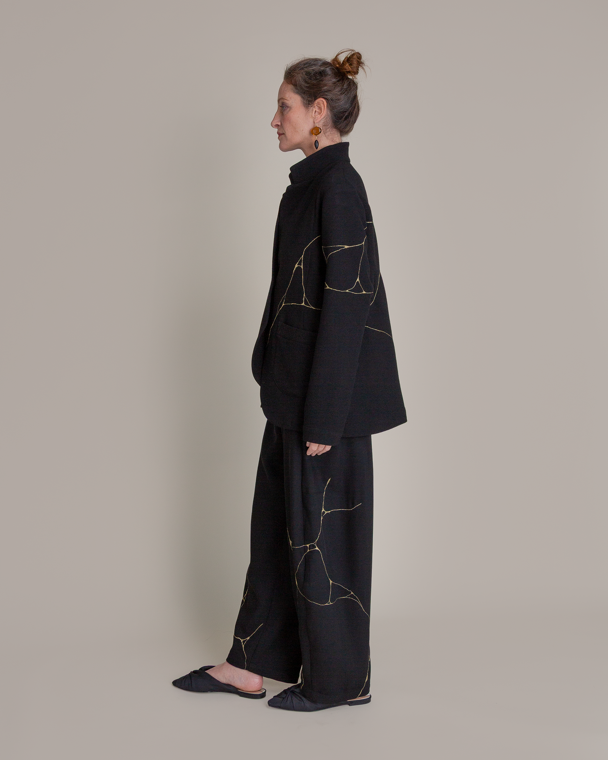 Curve Pant in Wool Twill with Kintsugi