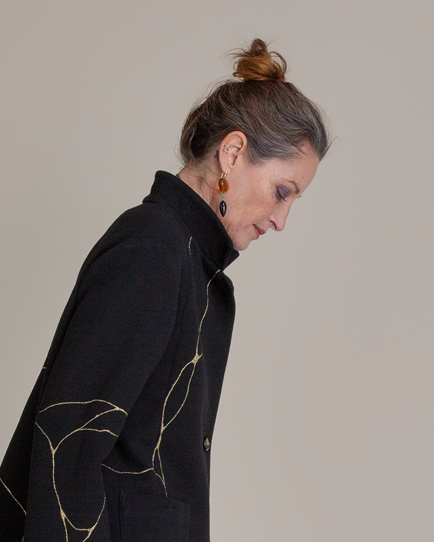 Amber, Jet & Emerald Earrings