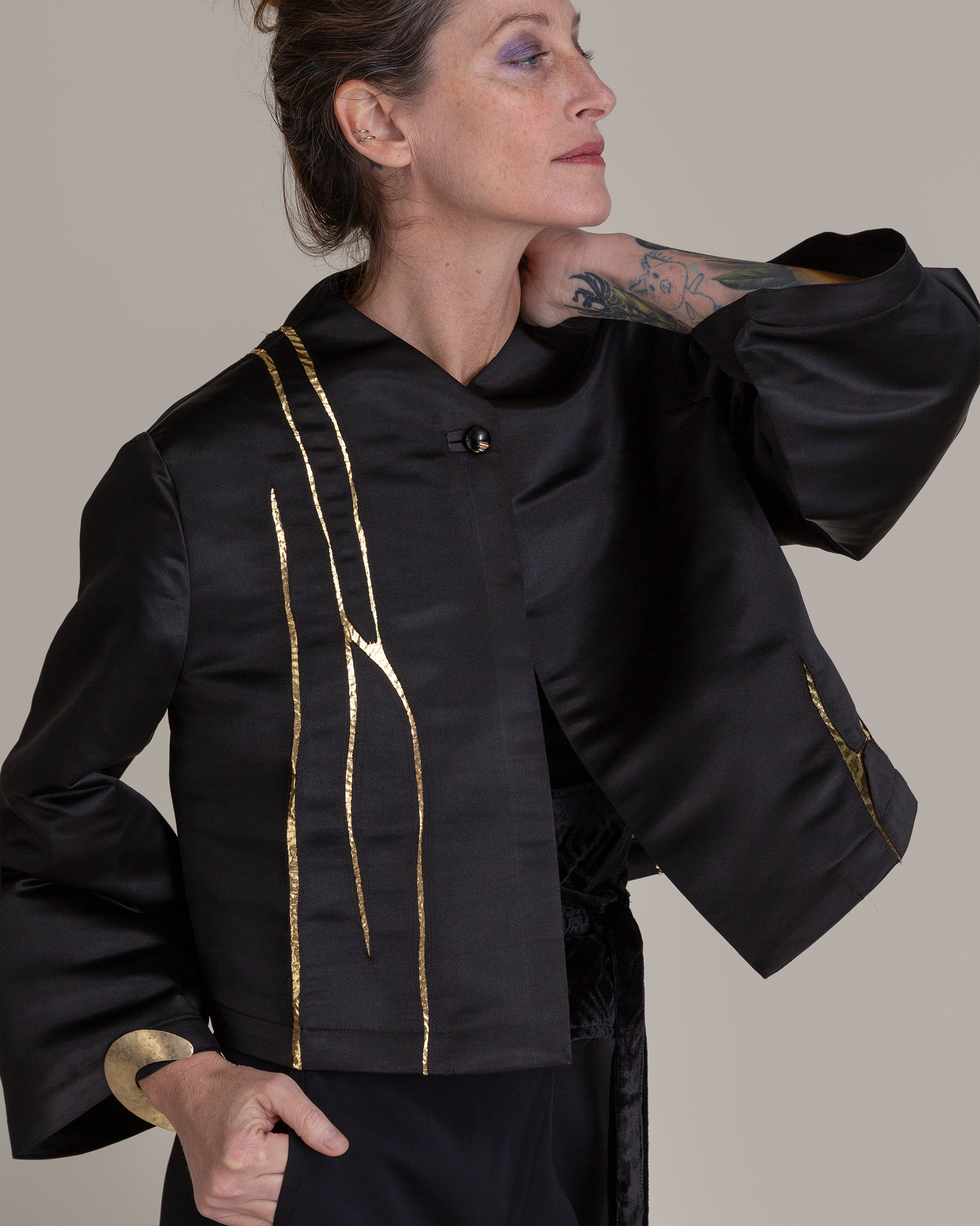 Sprite Jacket in Vintage Satin with Kintsugi