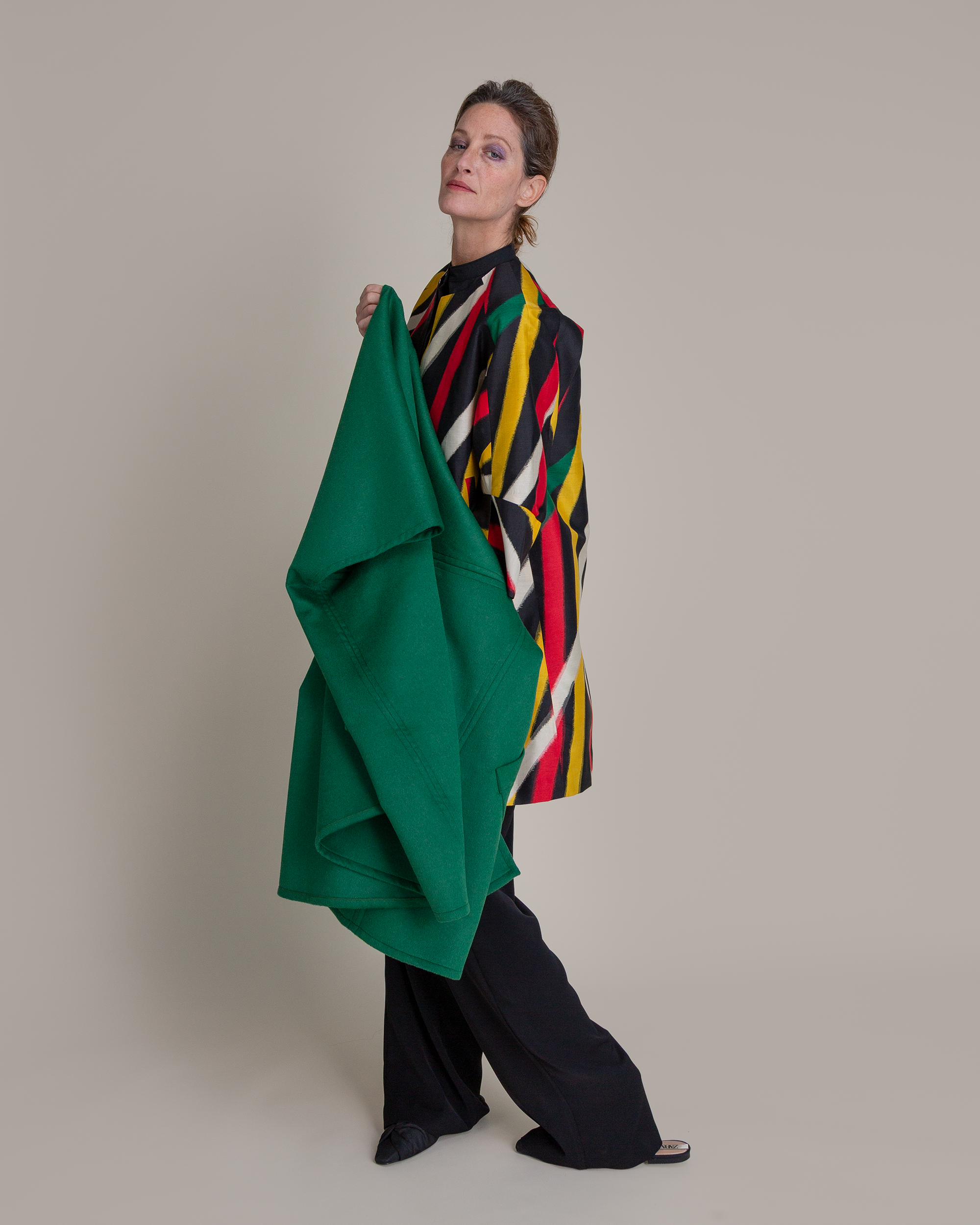 Wrap Vest in Green Cashmere