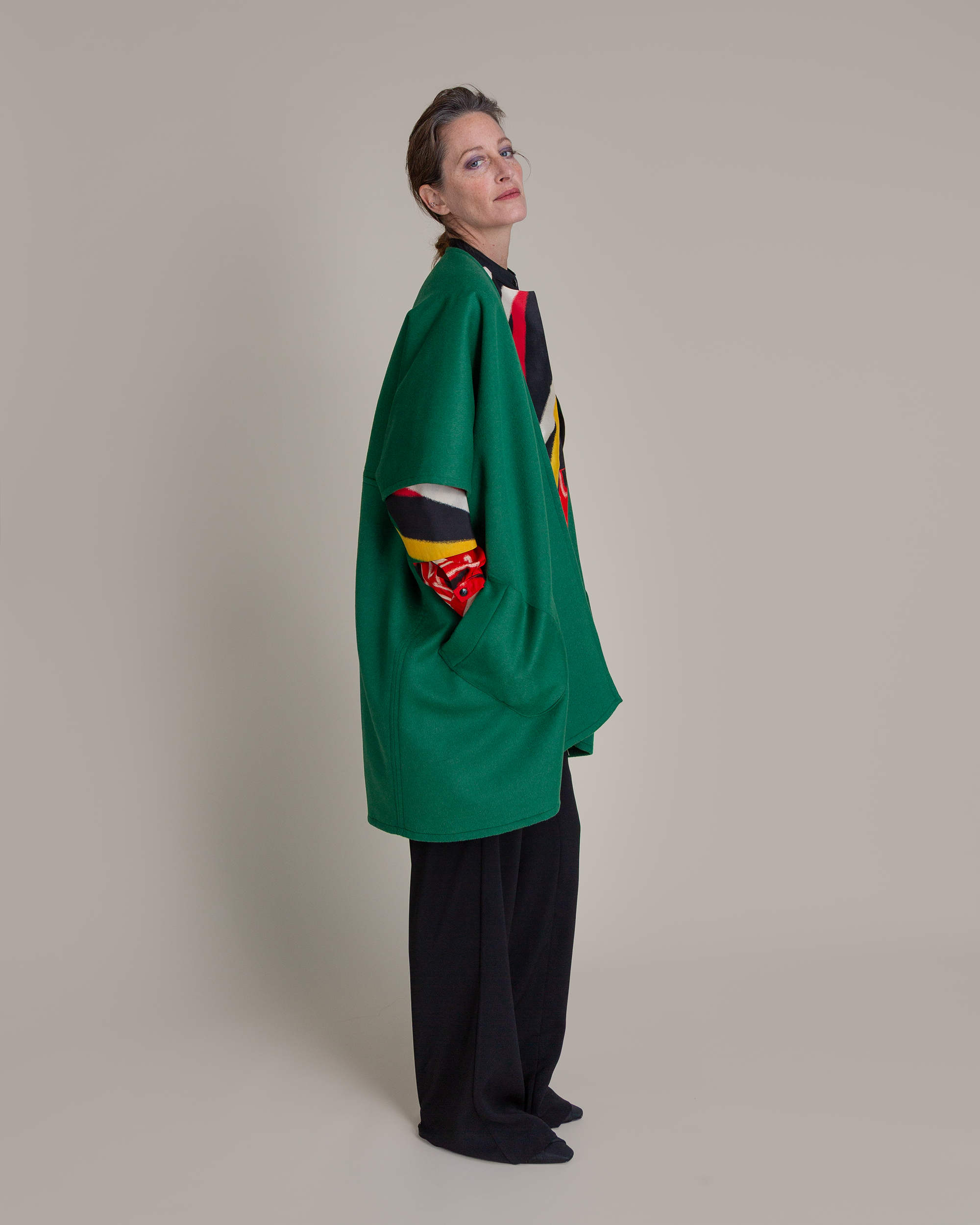 Wrap Vest in Green Cashmere