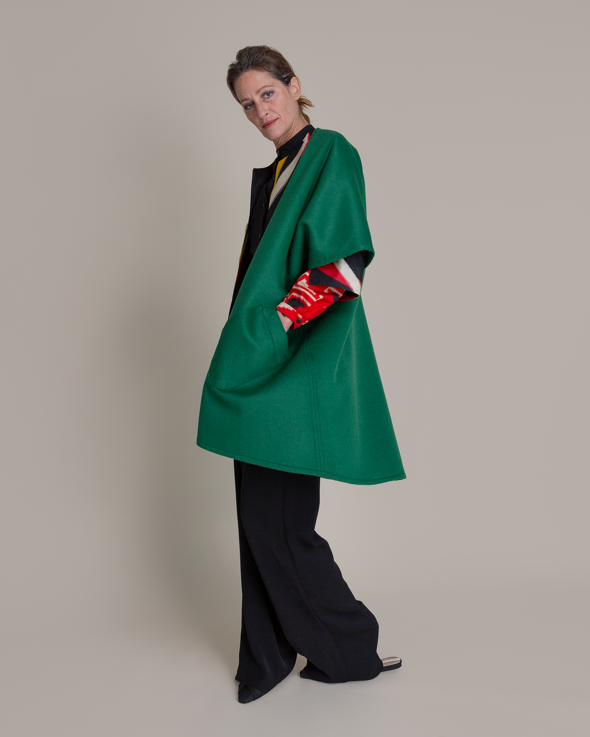 Wrap Vest in Green Cashmere