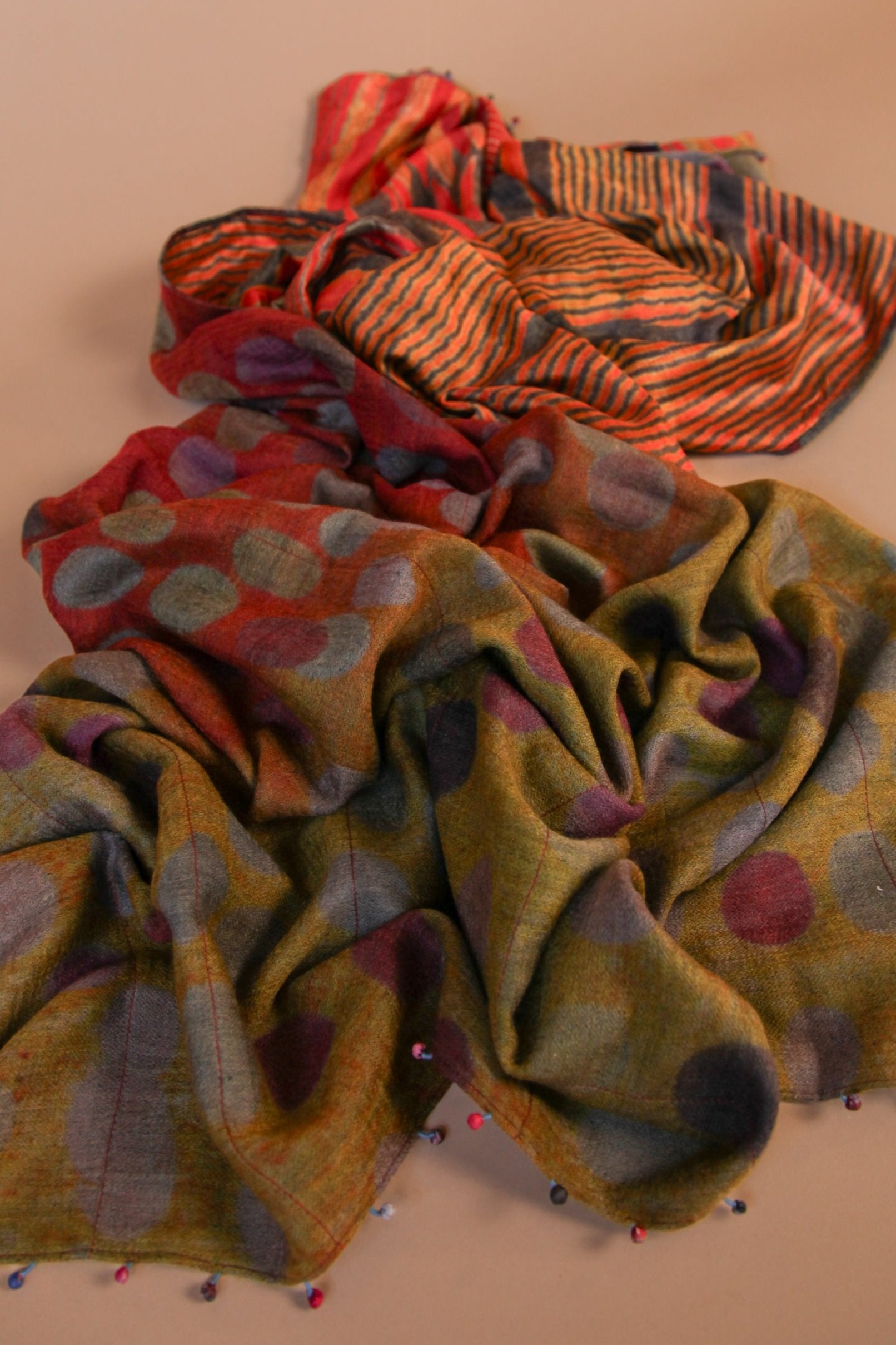 Reversible Scarf in Dots and Shibori