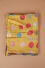 Cotton Silk Scarf in Yellow Dots