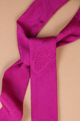 Long Wide Ribbon Tie in Vintage Japanese Fuchsia Silk Damask