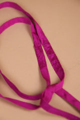 Skinny Ribbon Tie in Vintage Japanese Fuchsia Silk Dupioni