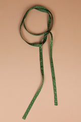 Skinny Ribbon Tie in Vintage Japanese Silk in Green Lattice