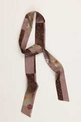 Long Wide Ribbon Tie in Vintage Japanese Mauve Print