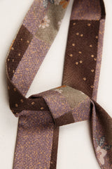 Long Wide Ribbon Tie in Vintage Japanese Mauve Print