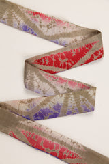 Long Wide Ribbon Tie in Vintage Japanese Red and Purple Shibori