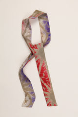 Long Wide Ribbon Tie in Vintage Japanese Red and Purple Shibori