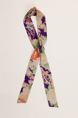 Long Wide Ribbon Tie in Vintage Japanese Purple Floral Silk