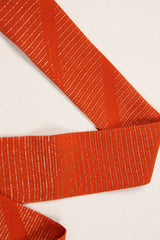 Long Wide Ribbon Tie in Vintage Japanese Orange Metallic Stripe