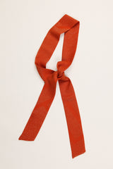 Long Wide Ribbon Tie in Vintage Japanese Orange Metallic Stripe