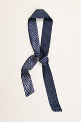 Long Wide Ribbon Tie in Vintage Japanese Shibori Check