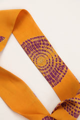 Long Wide Ribbon Tie in Vintage Japanese Gold Shibori