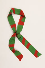 Long Wide Ribbon Tie in Vintage Japanese Green and Orange