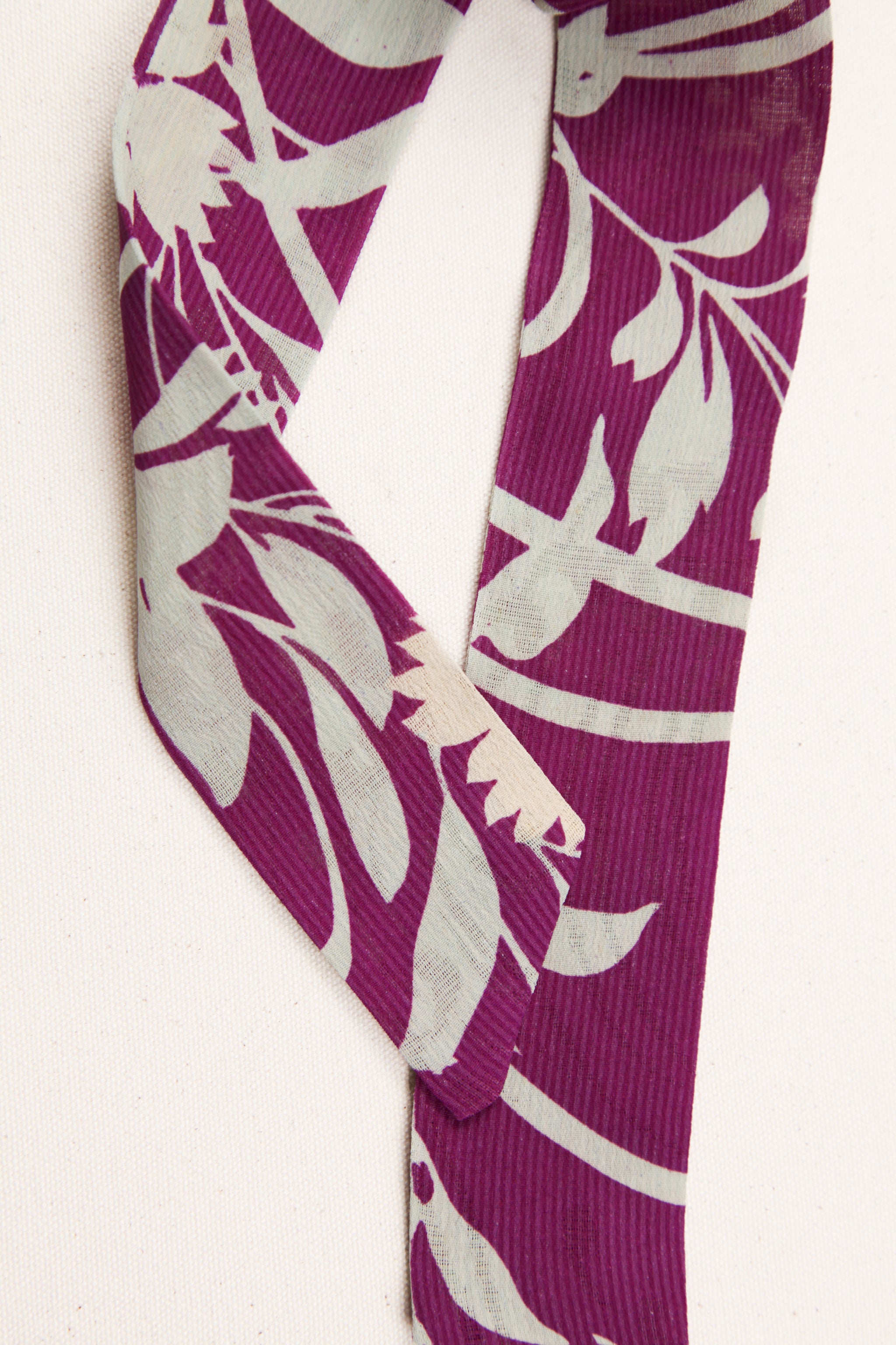 Long Wide Ribbon Tie in Vintage Japanese Magenta Floral