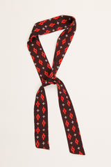 Long Wide Ribbon Tie in Vintage Japanese Brown Print