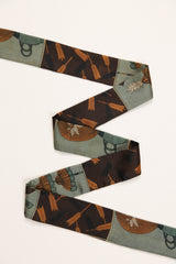 Long Wide Ribbon Tie in Vintage Japanese Printed Habotai