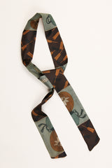 Long Wide Ribbon Tie in Vintage Japanese Printed Habotai