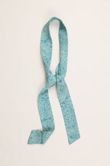 Long Wide Ribbon Tie in Vintage Japanese Aqua Shibori