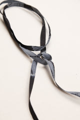 Skinny Ribbon Tie in Vintage Japanese Silk in Black Shibori