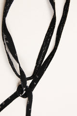 Skinny Ribbon Tie in Vintage Japanese Black Micro Print Silk