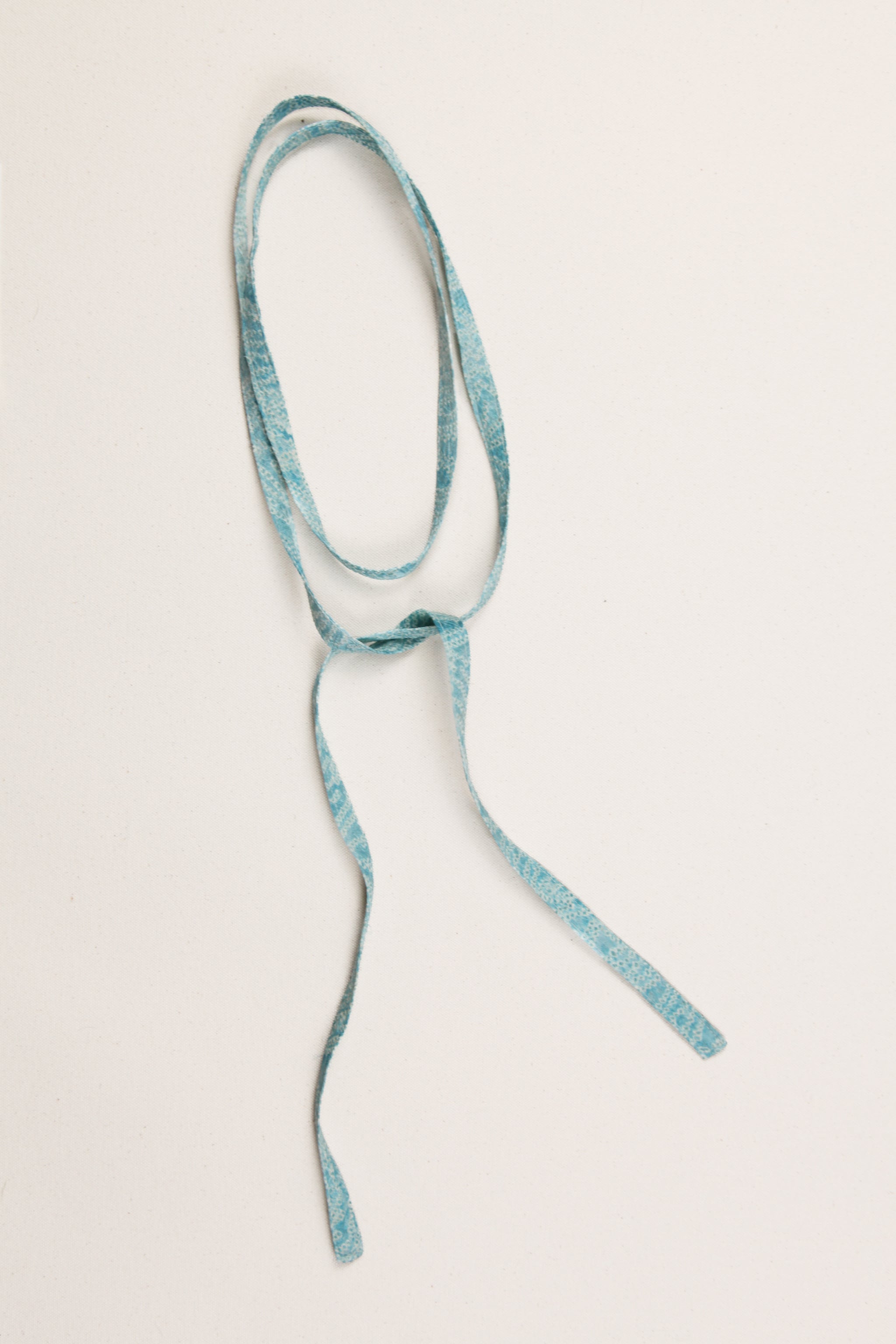 Skinny Ribbon Tie in Vintage Japanese Aqua Shibori