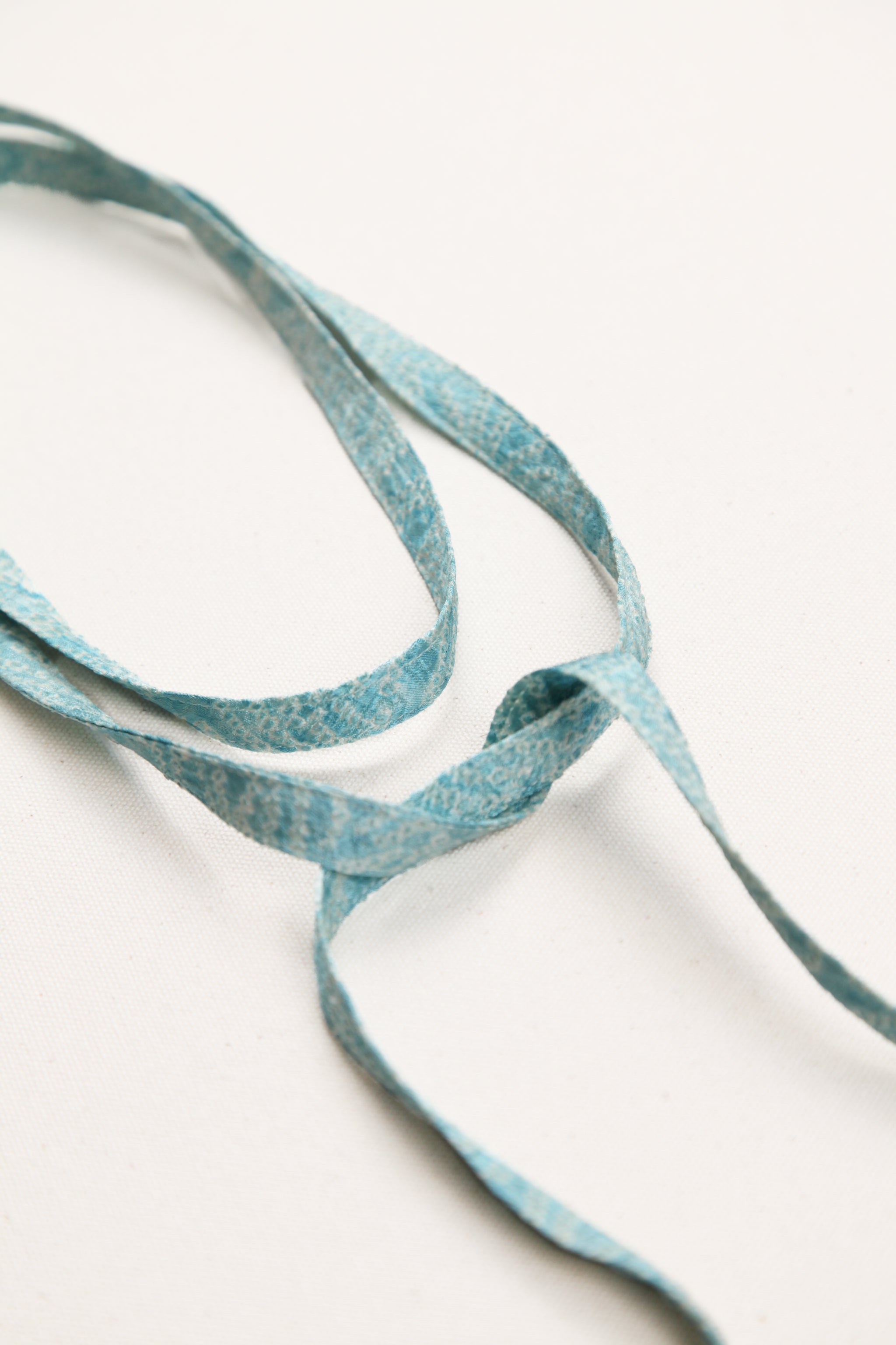 Skinny Ribbon Tie in Vintage Japanese Aqua Shibori