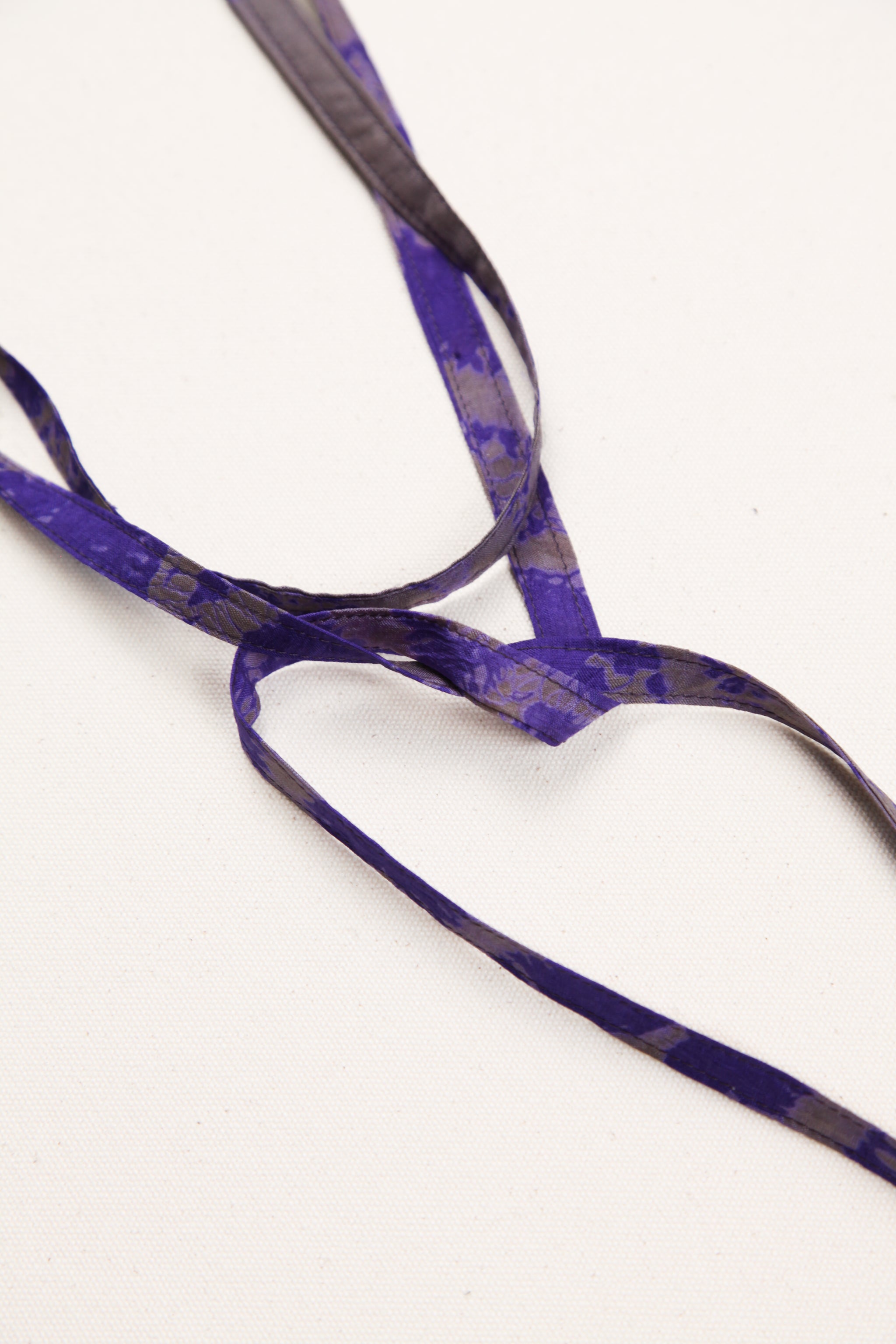 Skinny Ribbon Tie in Vintage Japanese Purple Shibori