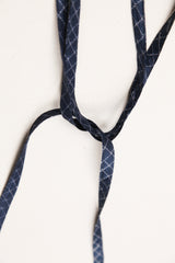 Skinny Ribbon Tie in Vintage Japanese Shibori Check