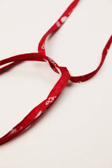 Skinny Ribbon Tie in Vintage Japanese Red Shibori