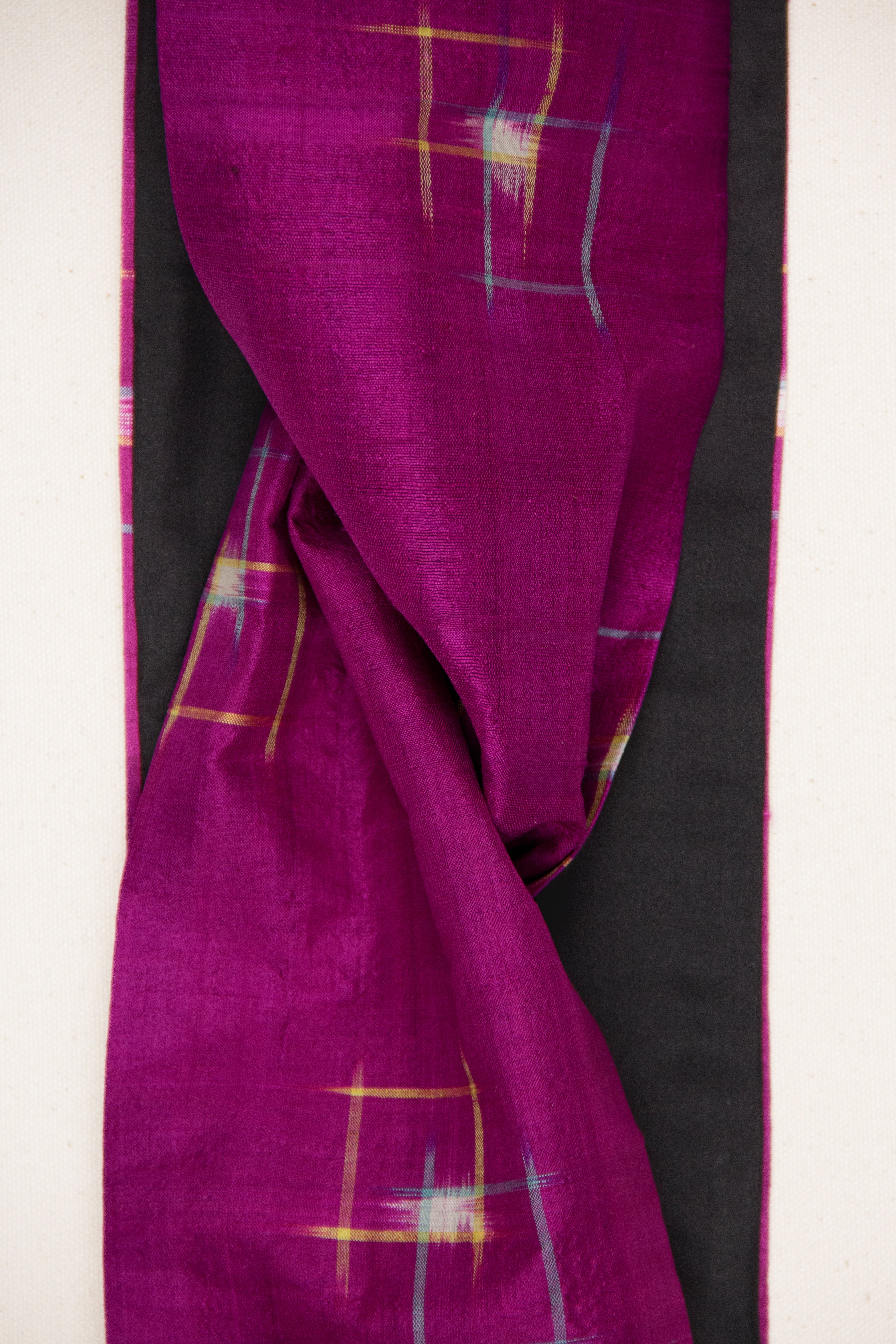 Velcro Twist Belt in Vintage Japanese Magenta Ikat