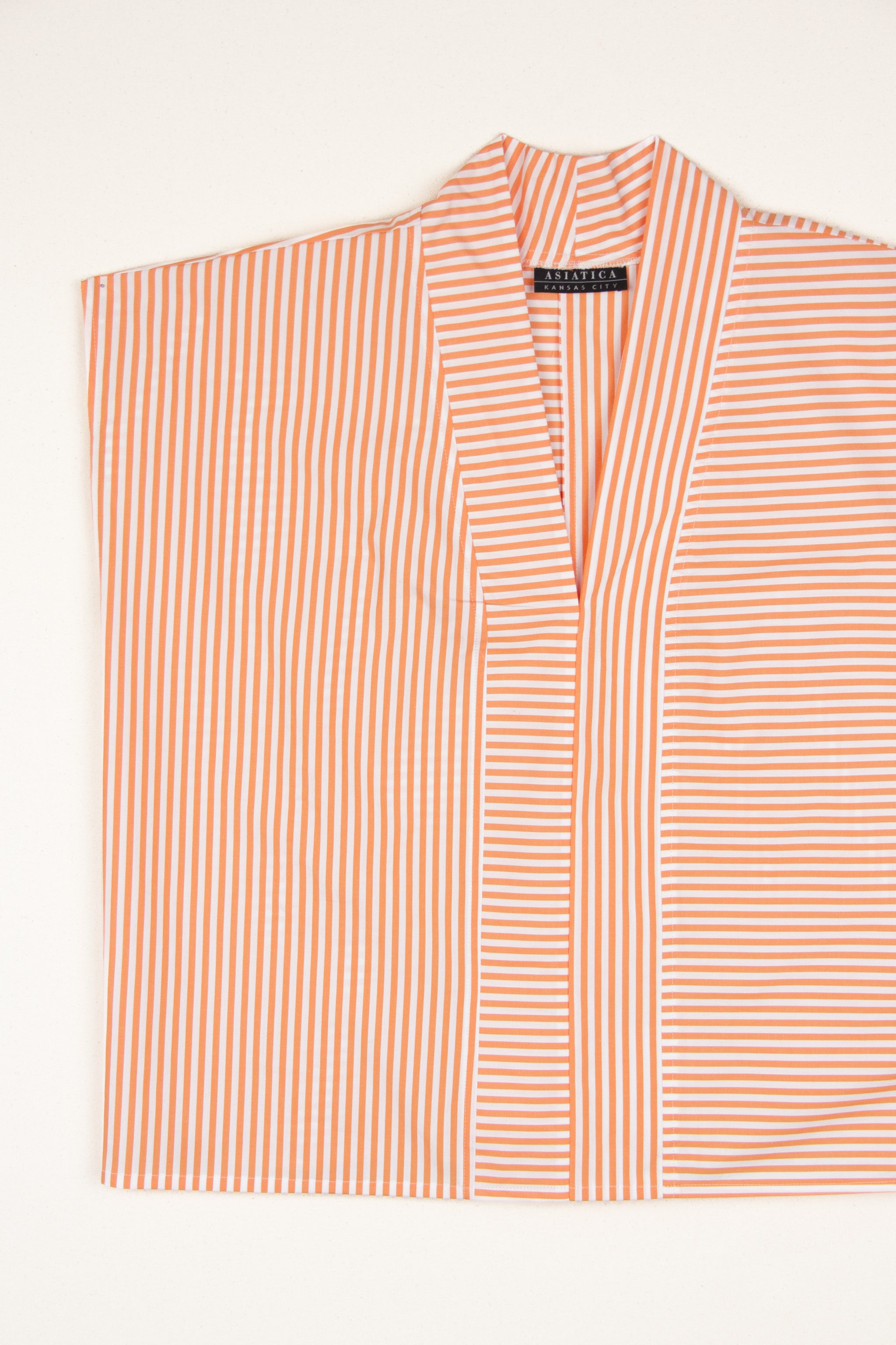 Cropped Top in Orange Pinstripe Cotton