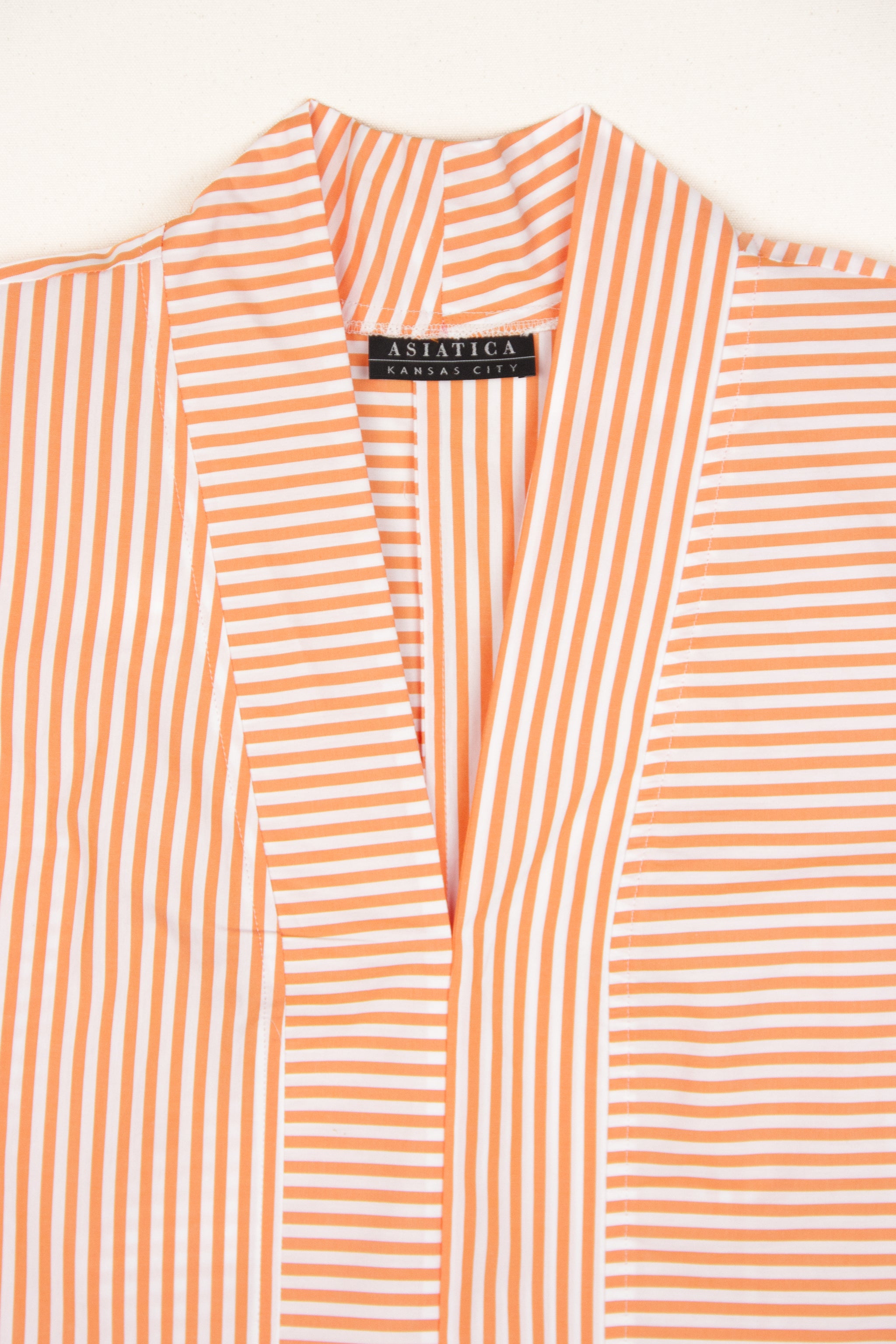 Cropped Top in Orange Pinstripe Cotton