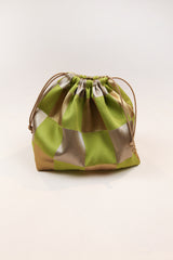 Pouf Clutch in Vintage Japanese Checkered Obi - 01