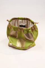 Pouf Clutch in Vintage Japanese Checkered Obi - 01