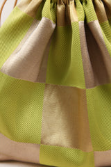 Pouf Clutch in Vintage Japanese Checkered Obi - 01