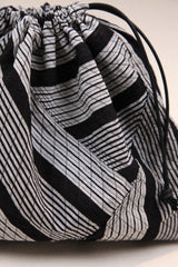 Pouf Clutch in Raw-Pieced Vintage Japanese Stripes - 04