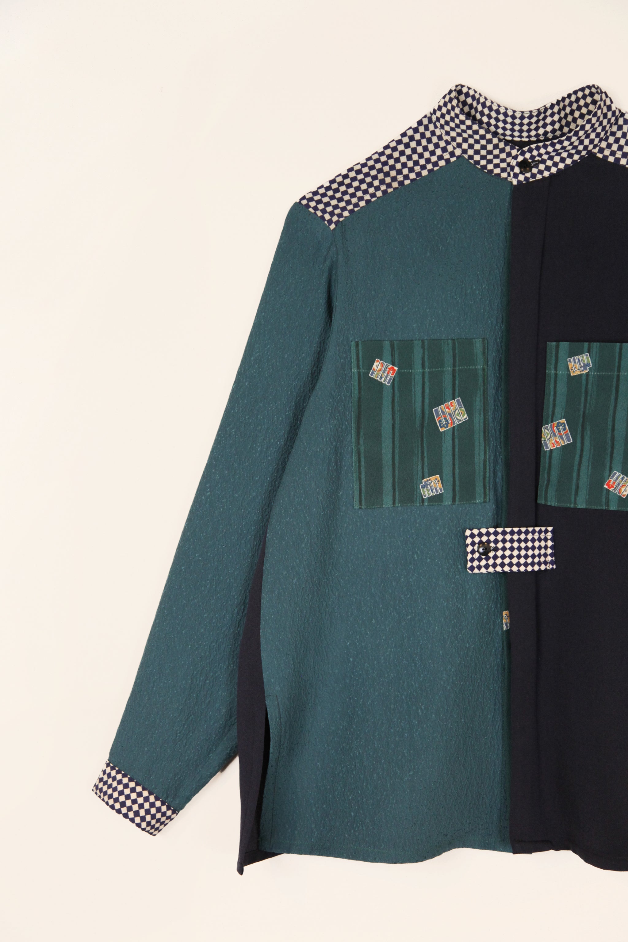 Sally Shirt in Vintage Japanese Sea Green Silk Mix