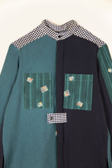 Sally Shirt in Vintage Japanese Sea Green Silk Mix